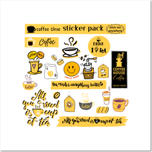 coffee time sticker, stick me  anywere Posters and Art